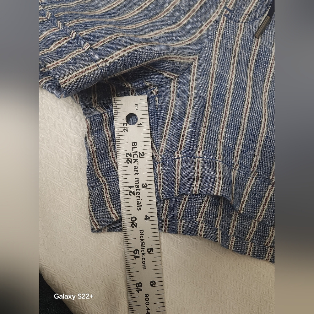 Athleta Cabo 100% Linen Striped Shorts Blue & White Size 8. #A13 - Picture 8 of 10